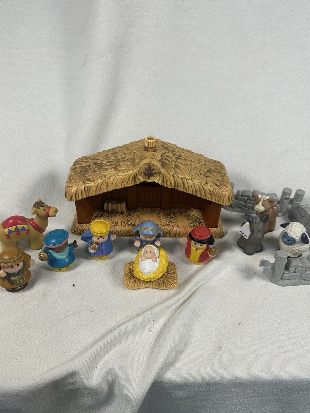 2002 Fisher Price Little People Deluxe Christmas Nativity Set Music Light 13 Pcs